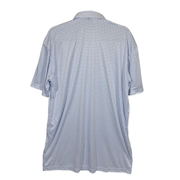 Collars & Co Mens Semi Spread Collar Polo Shirt XL Tall Thin Navy Check Office - Picture 2 of 15